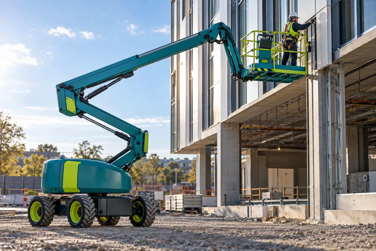 Ilustração de plataforma elevatória em fachada